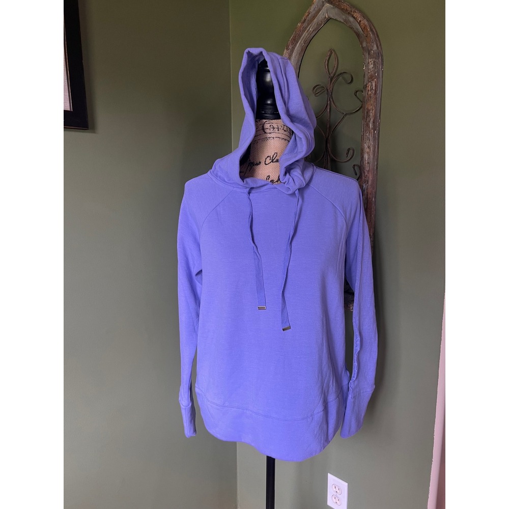 Danskin Soft Fleece Hoodie Violet Royale Purple Mesh Trim Athletic Sweatshirt